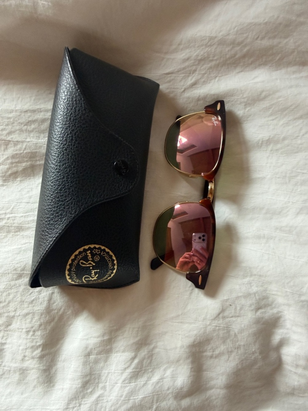Ray-Ban Clubmaster Sunglasses Brown Frame with Green Lenses 990/70